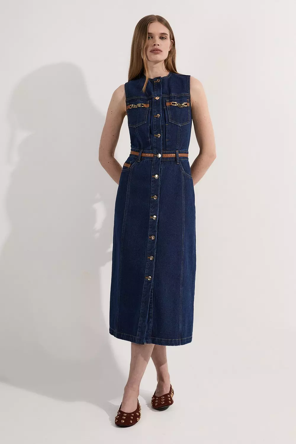 【Karen Millen】カラー デニム スタイリッシュ ミディ ドレス bkk24090_dark wash_xl?$
